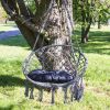 Macrame Outdoor Hammock Chair, Cotton Blend Black, Size 47' L x 24' W, Capacity 250 lb.